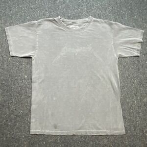 Metallica Rock Band Tee Mens Small Grey Mineral Wash Album Art Graphic T-Shirt